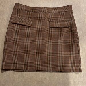 Chic Brown Plaid Mini Skirt